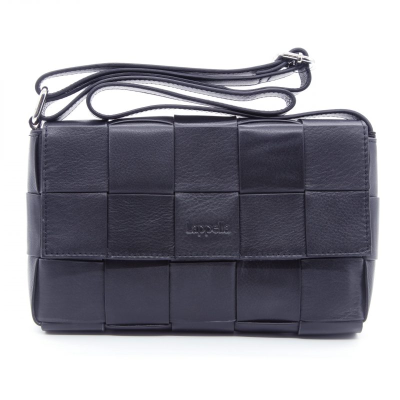 Lappella Alicia luxury soft Valentino leather crossbody bag in navy.