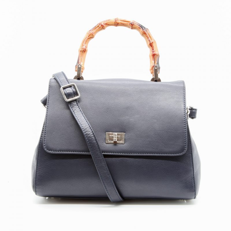 Lappella luxury soft Valentino leather grab bag in navy. Strap across.