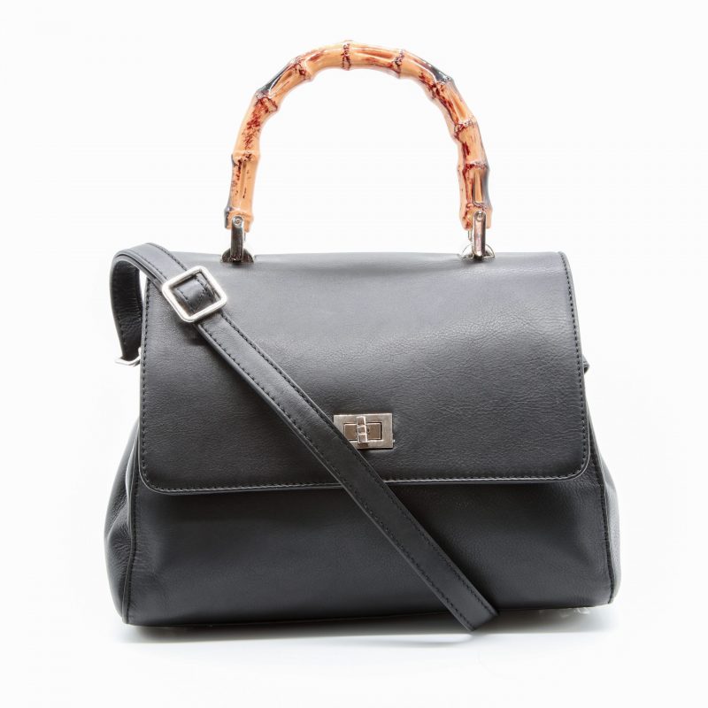 Lappella luxury soft Valentino leather grab bag in black. Strap across.