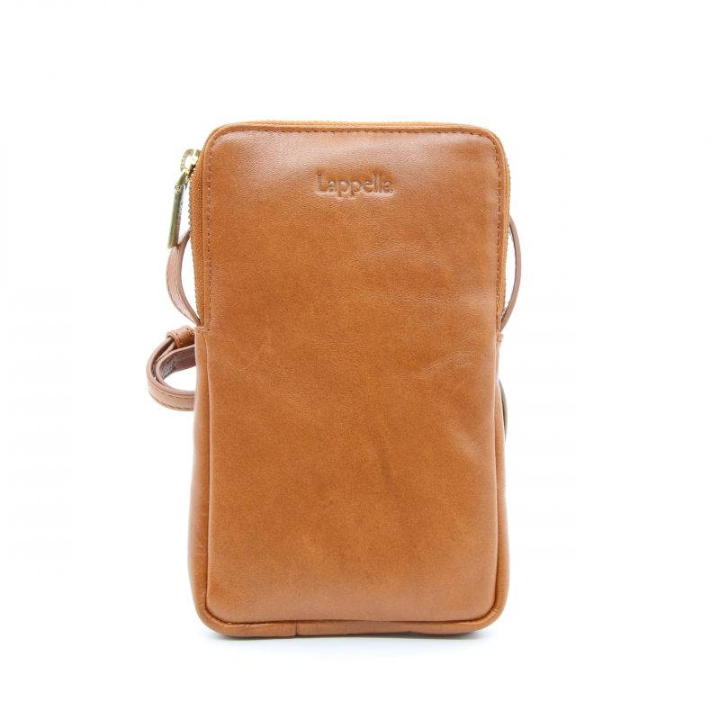 Lappella Mia crossbody phone bag in luxury soft Valentino tan leather