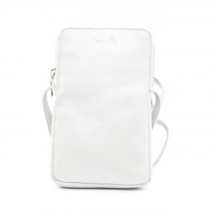 Lappella Mia crossbody phone bag in luxury soft Valentino leather in pearl.