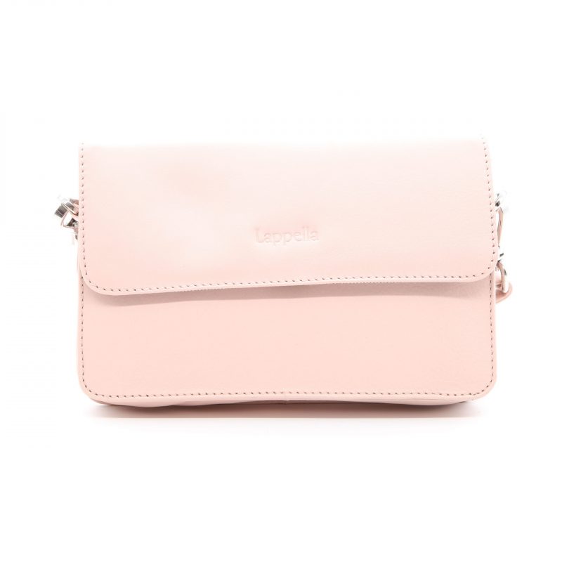 Lappella luxury soft Valentino leather Sofia crossbody bag in blush pink .