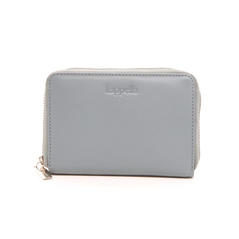 Lappella Elisia zip round purse in soft luxury leather in smoke grey