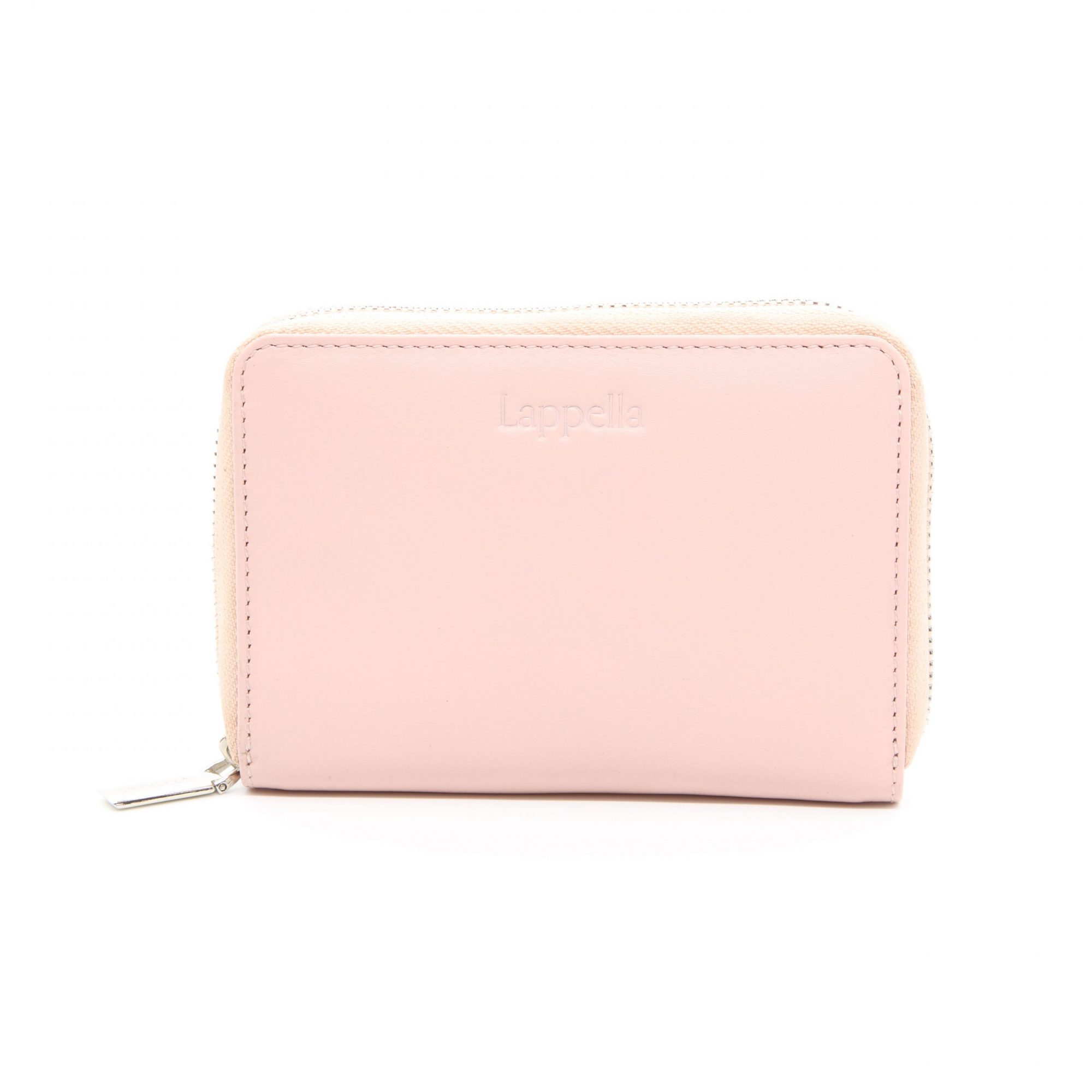 Lappella Elisia zip round purse in soft luxury leather in blush pink