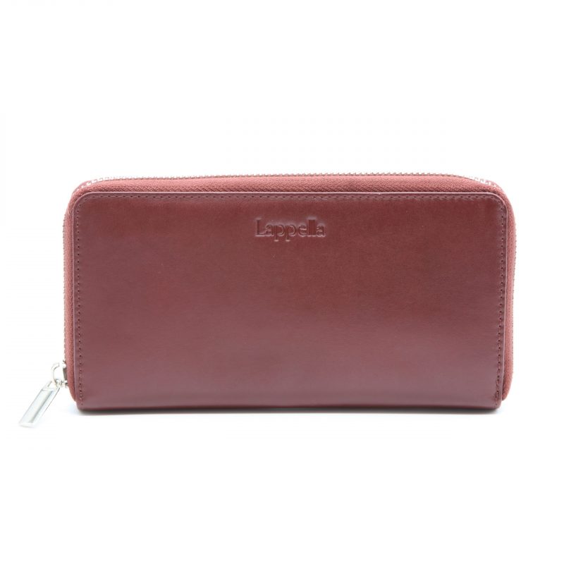 Lappella Emilia zip round purse in soft luxury leather in oxblood