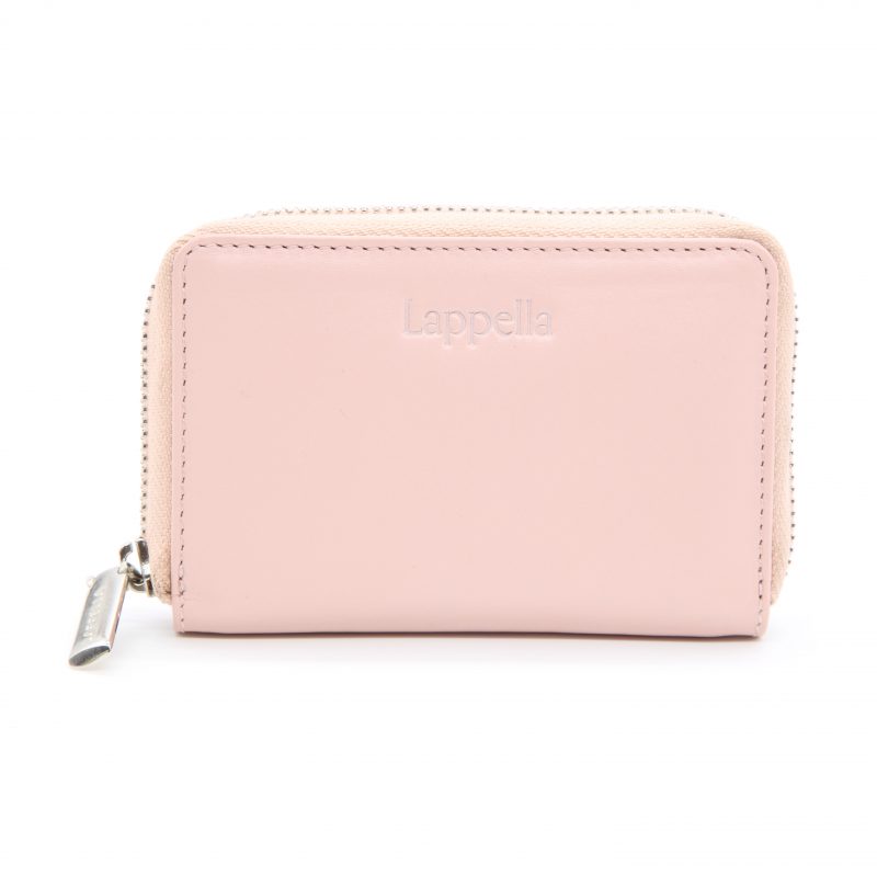 Eva small zipround purse in luxury Valentino blush leather