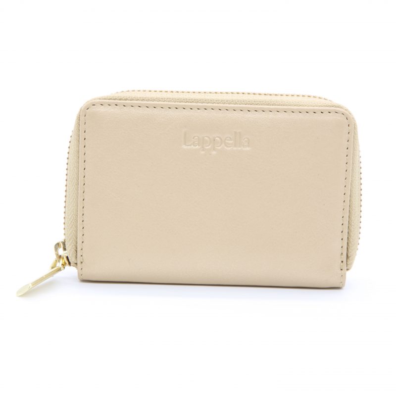 Eva small zipround purse in soft Valentino Pearl leather