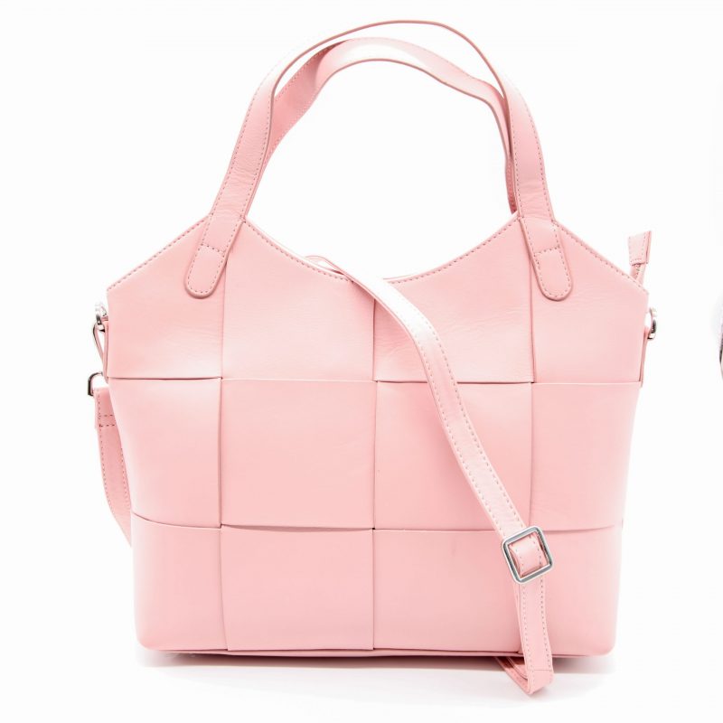 Lappella Isabella luxury soft leather shopper bag in blush pink.