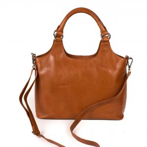 Lappella Olivia luxury soft leather tote bag in tan. Front shot.