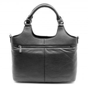 Lappella Olivia luxury soft leather tote bag in black. Reverse shot.