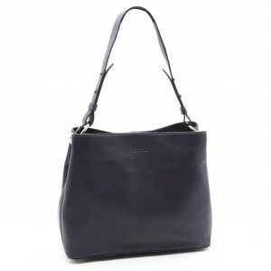 Lappella luxury soft leather Sarah hobo bag in navy. Angled shot