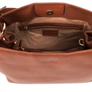 Lappella luxury soft leather Sarah hobo bag in tan. Open shot