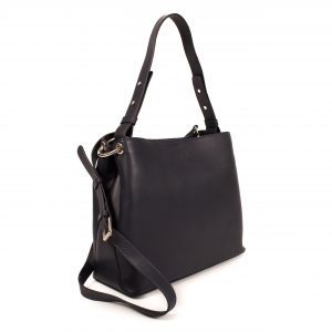 Lappella luxury soft leather Sarah hobo bag in black. Side on shot