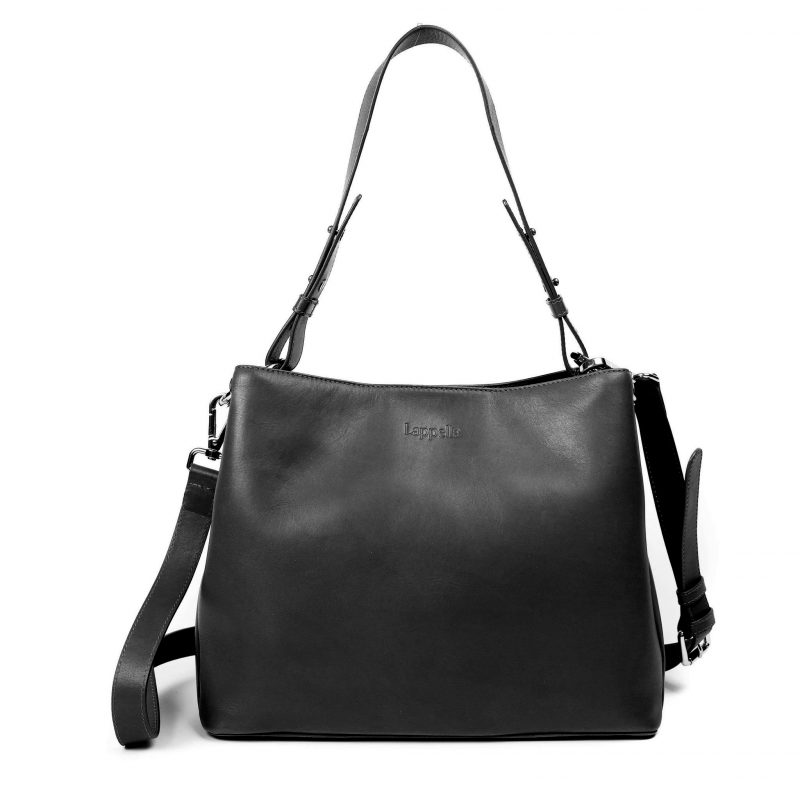 Lappella luxury soft leather Sarah hobo bag in black.