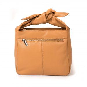 Lappella Saskia luxury soft leather grab bag in camel. Reverse shot.