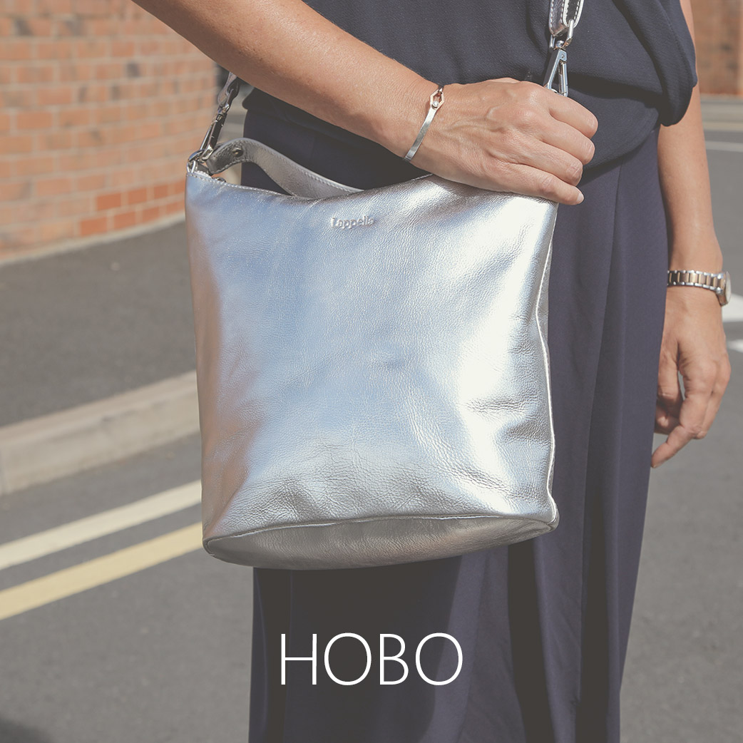 Anastasia hobo bag in luxury silver leather. Hobo intro page