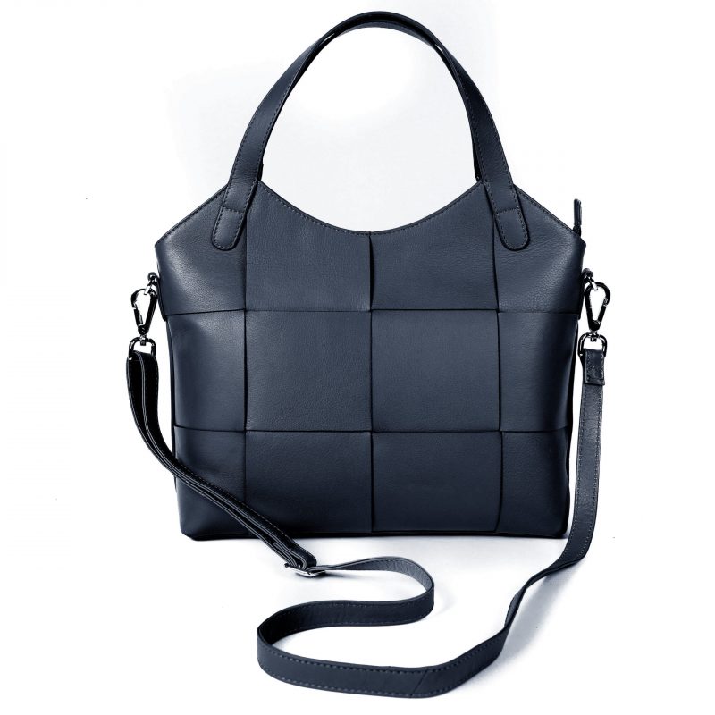 Isabella shopper bag in luxury soft navy leather.