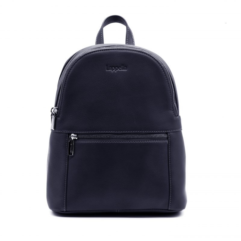 Nicole soft navy leather backpack front shot